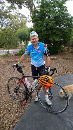 Dean Calvert - still smiling after riding 160km!