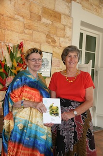 The Hon. Sally Thomas (right) with Denise Goodfellow and her new book