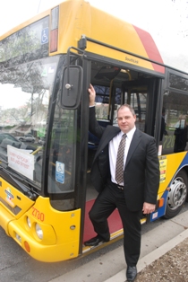 Allan Aitchison on the first i-Commute bus