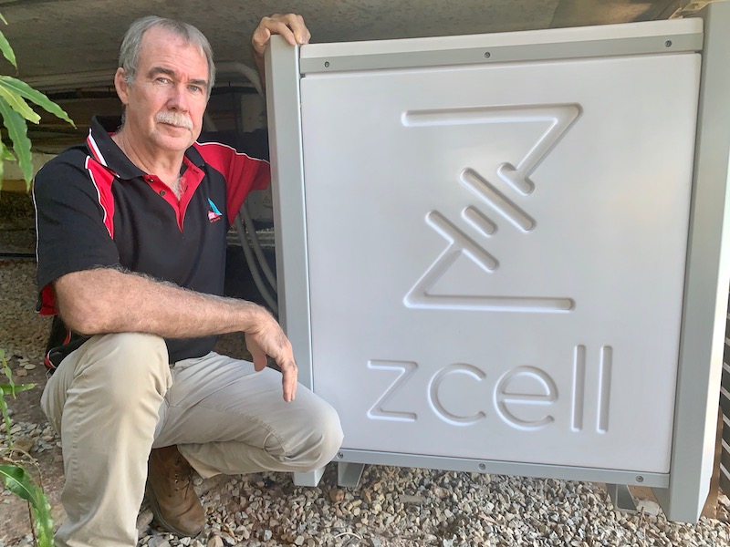 Delta Electrics General Manager Andrew Boller with a Redflow ZCell battery