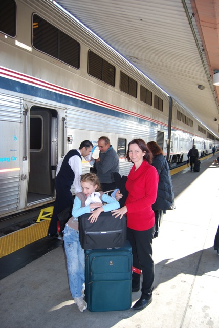 Edem and Sandy at LA Union Station for our train to New Orleans