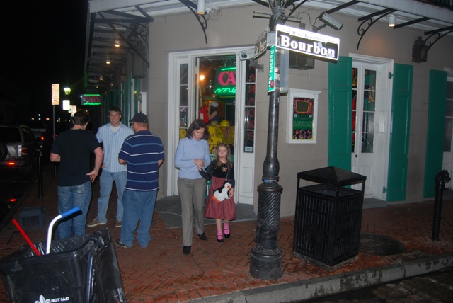 Eden and Sandy hit the town on Bourbon St New Orleans by night, December 12, 2007).JPG